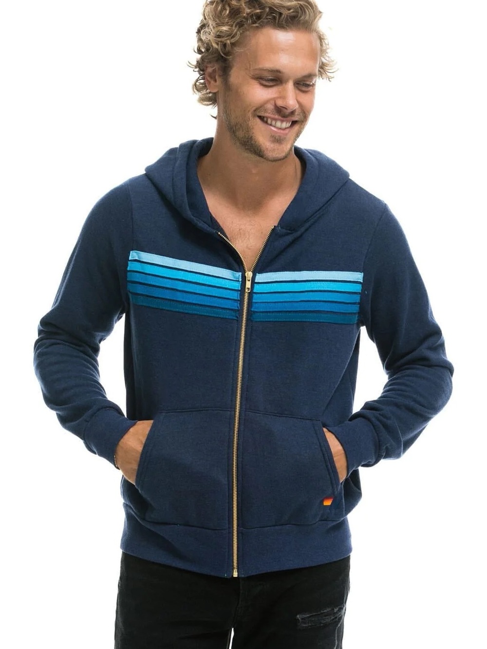 Aviator Nation 5 STRIPE HOODIE - NAVY // BLUE - Picture 3 of 3